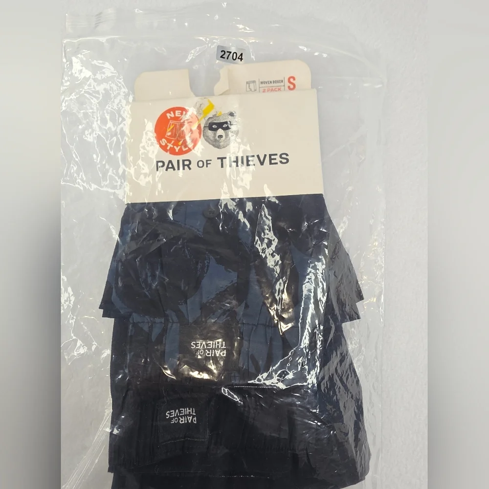 PAIR of THIEVES Woven Boxer 2-Pack Blue Black Size Small NWT S-2704